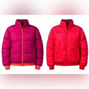 Vintage 1990s Columbia Reversible Down Puffer Jacket Pink Purple L